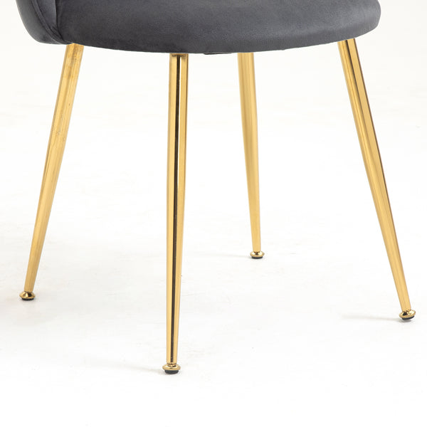 Milverton Pair of 2 Velvet Dining Chairs with Golden Chrome Legs (Grey)