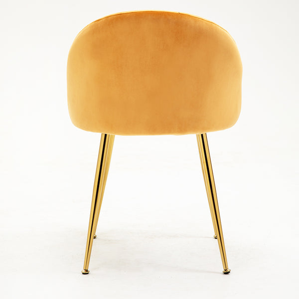 Milverton Pair of 2 Velvet Dining Chairs with Golden Chrome Legs (Mustard)