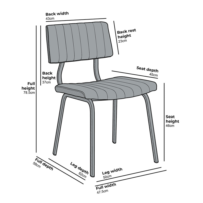 Charlecote Set of 2 Fluted Dining Chairs (Dark Brown PU)