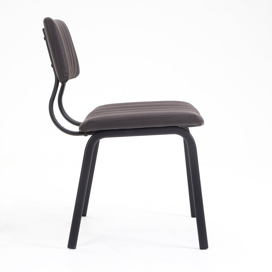 Charlecote Set of 2 Fluted Dining Chairs (Dark Brown PU)