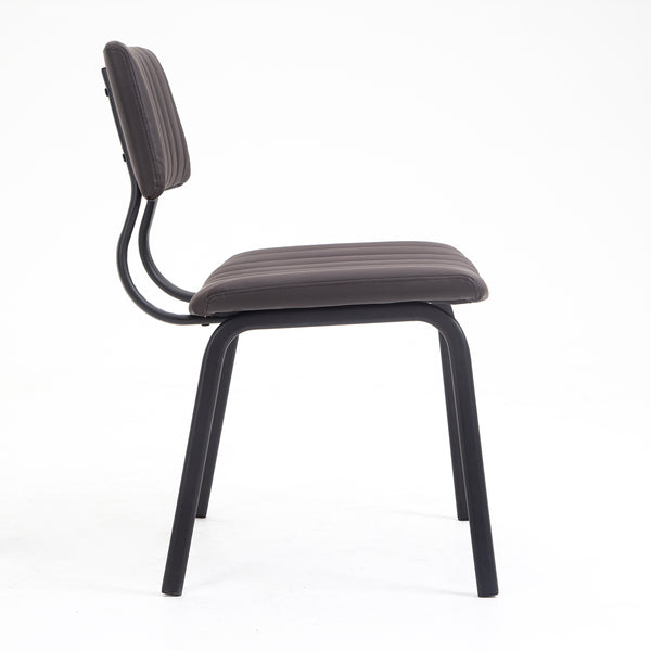 Charlecote Set of 2 Fluted Dining Chairs (Dark Brown PU)