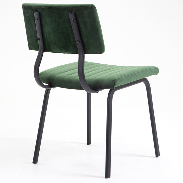 Charlecote Set of 2 Fluted Dining Chairs (Dark Green Velvet)