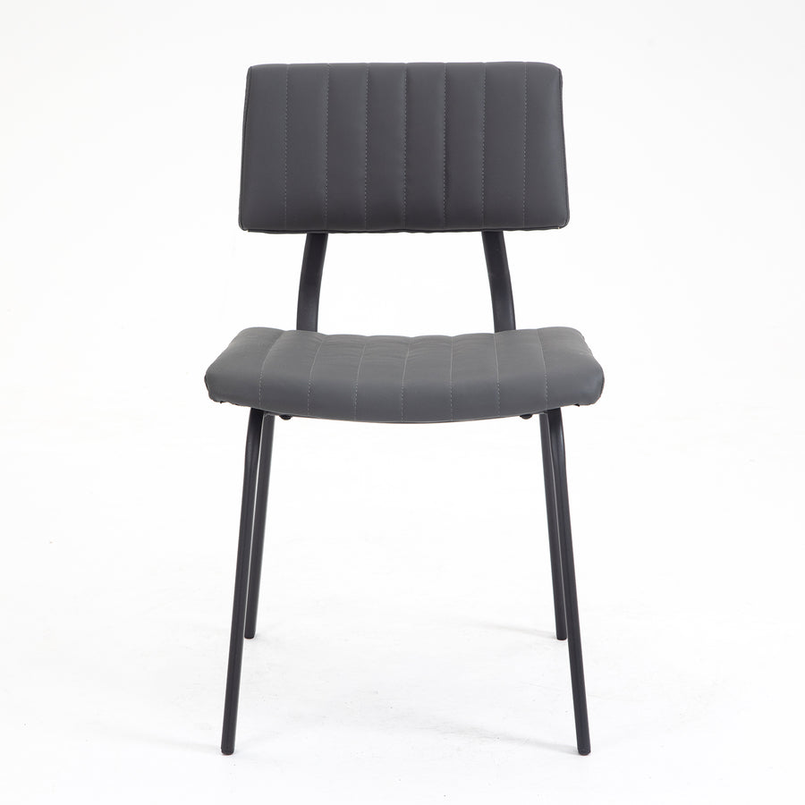 Charlecote Set of 2 Fluted Dining Chairs (Dark Grey PU)