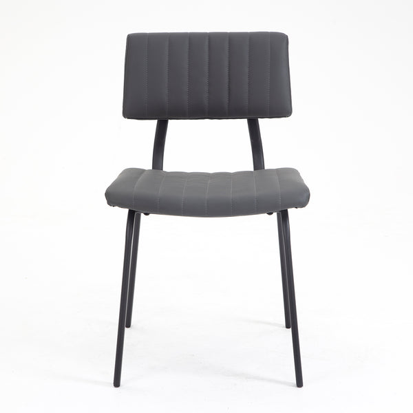 Charlecote Set of 2 Fluted Dining Chairs (Dark Grey PU)