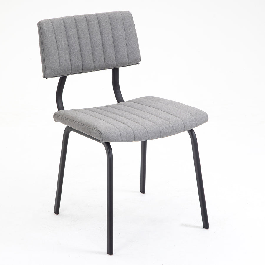 Charlecote Set of 2 Fluted Dining Chairs (Light Grey Linen)