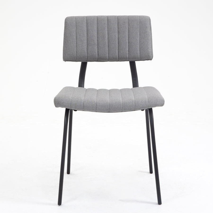 Charlecote Set of 2 Fluted Dining Chairs (Light Grey Linen)