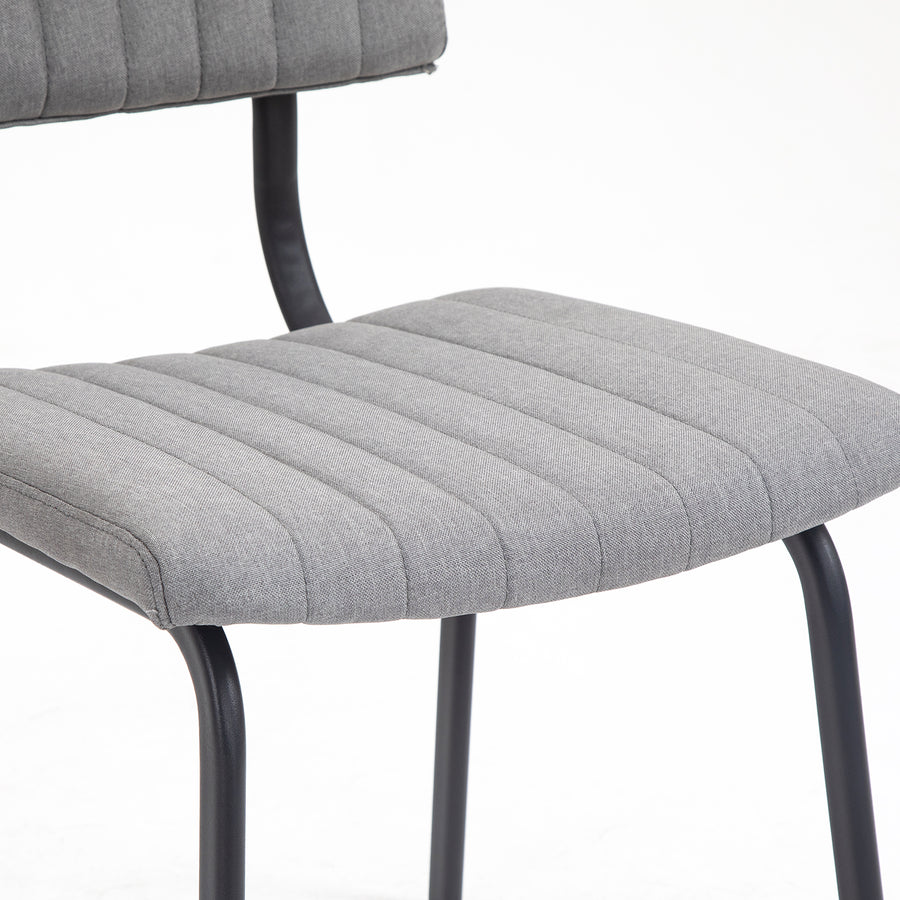 Charlecote Set of 2 Fluted Dining Chairs (Light Grey Linen)