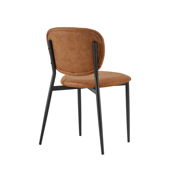 Kelmarsh Set of 2 Cognac Colour Vegan Leather Upholstered Dining Chairs