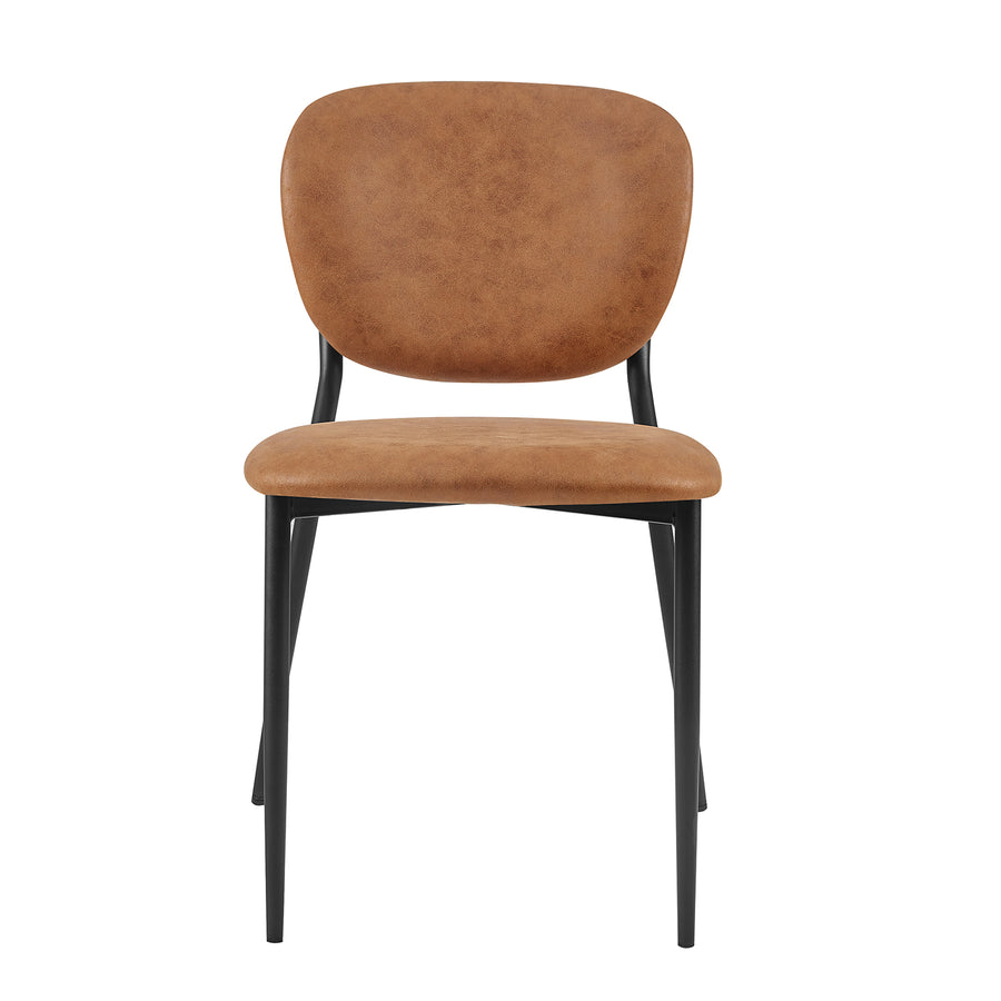 Kelmarsh Set of 2 Cognac Colour Vegan Leather Upholstered Dining Chairs