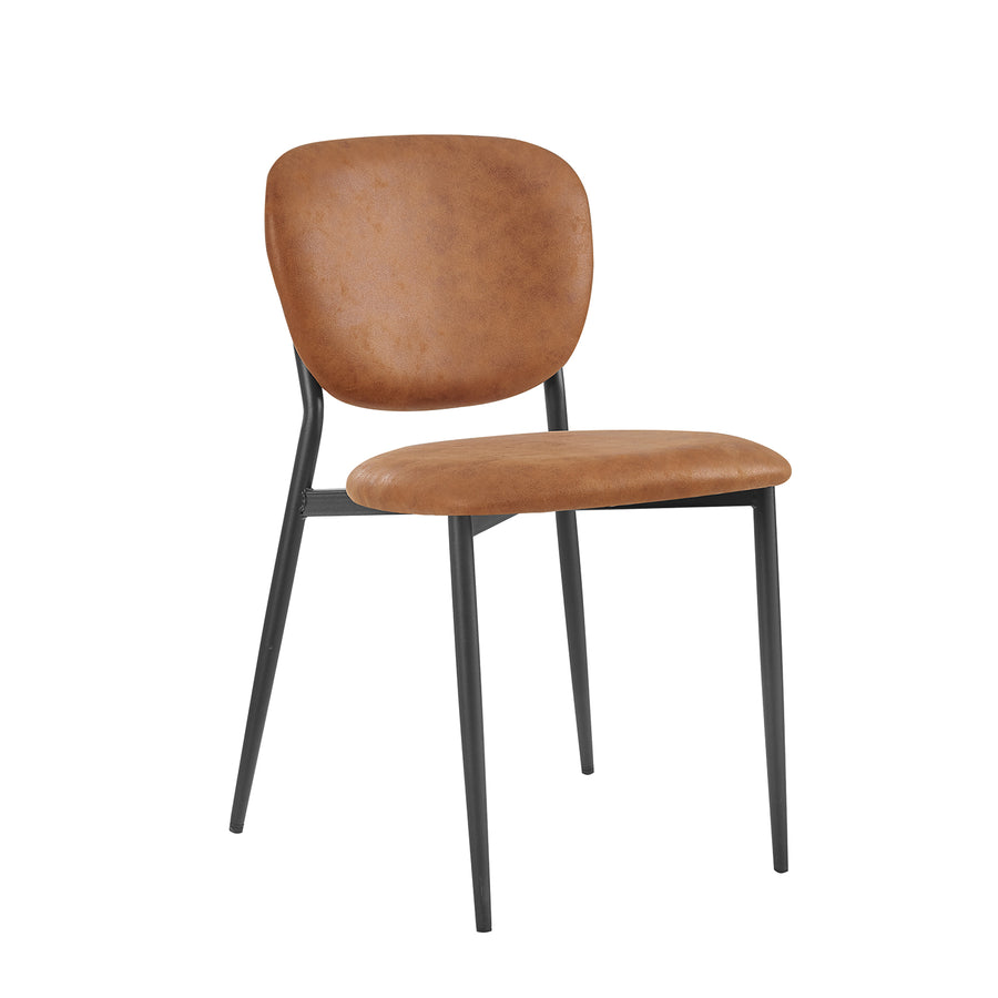 Kelmarsh Set of 2 Cognac Colour Vegan Leather Upholstered Dining Chairs