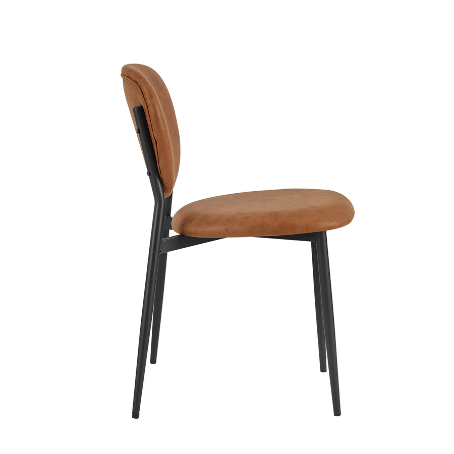 Kelmarsh Set of 2 Cognac Colour Vegan Leather Upholstered Dining Chairs