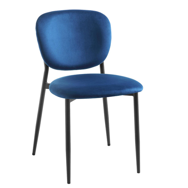 Kelmarsh Set of 2 Navy Blue Velvet Upholstered Dining Chairs