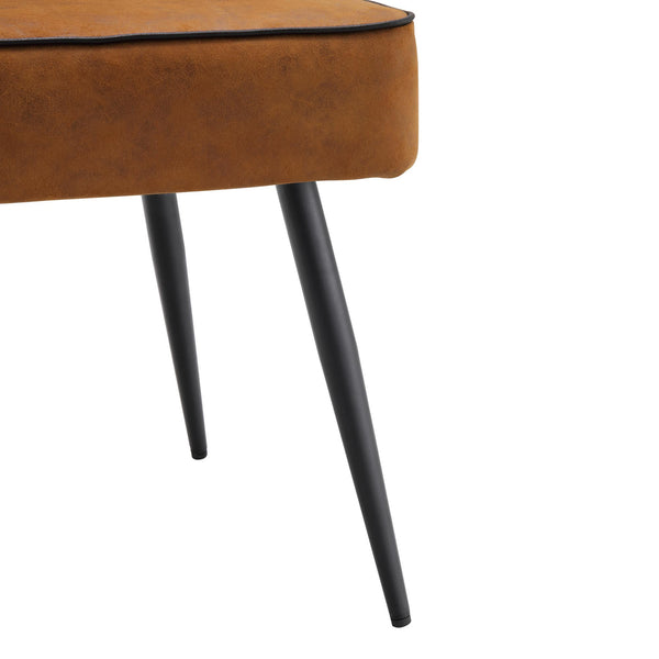 Oakley Set of 2 Cognac Colour Vegan Leather  Upholstered Dining Chairs with Piping