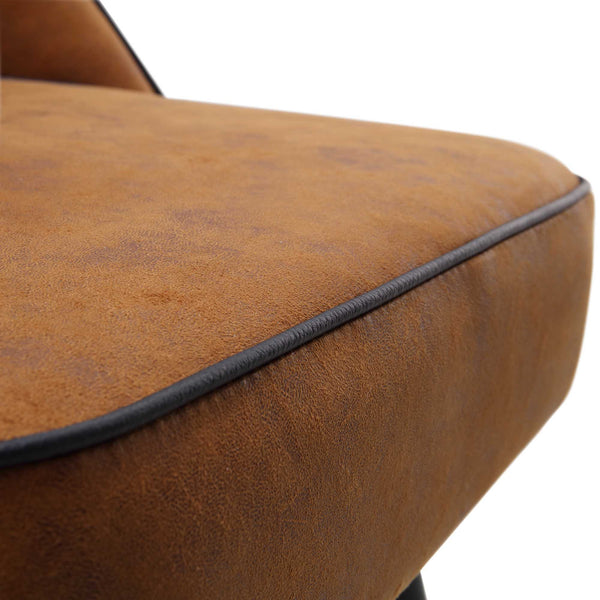 Oakley Set of 2 Cognac Colour Vegan Leather  Upholstered Dining Chairs with Piping