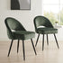 Oakley Set of 2 Dark Green Velvet Upholstered Dining Chairs with Contrast Piping - daals