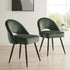 Oakley Set of 2 Dark Green Velvet Upholstered Dining Chairs with Contrast Piping