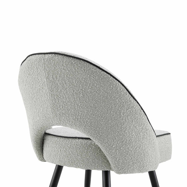 Oakley Set of 2 Grey Boucle Upholstered Dining Chairs with Piping