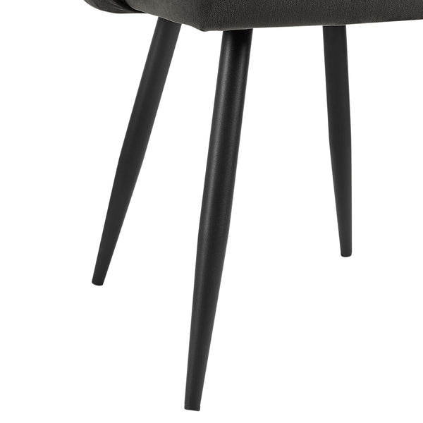 Oakley Set of 2 Dark Grey Velvet Upholstered Dining Chairs with Piping