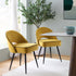 Oakley Set of 2 Mustard Yellow Velvet Upholstered Dining Chairs with Piping - daals