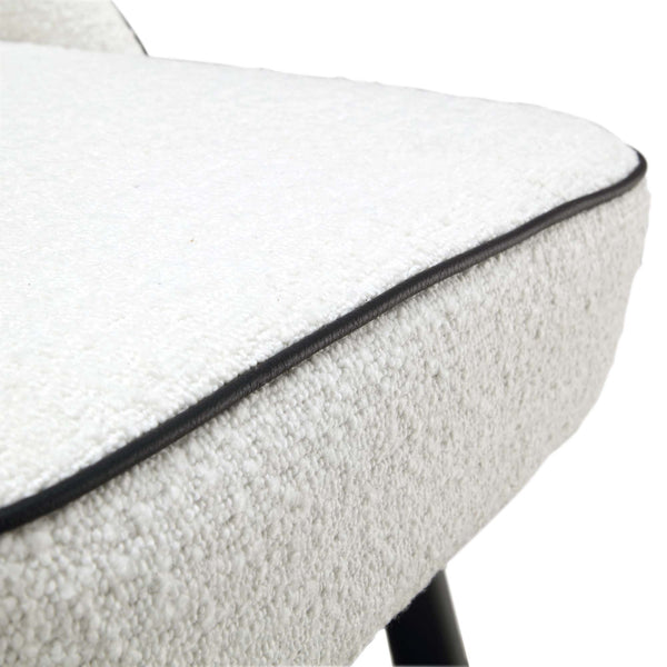 Oakley Set of 2 White Boucle Upholstered Dining Chairs with Piping