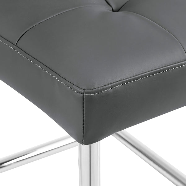 Keyston Set of 2 Dark Grey PU Leather Upholstered Dining Chairs with Chrome Legs