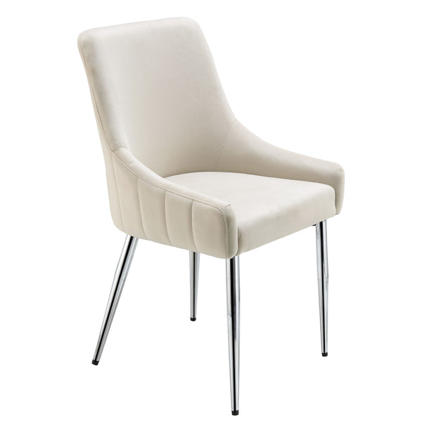 Garnet Set of 2 Champagne Velvet Upholstered Dining Chairs with Back Handle