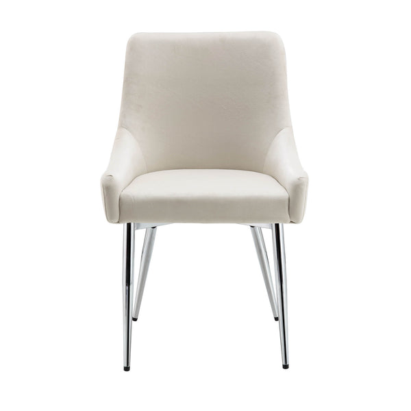 Garnet Set of 2 Champagne Velvet Upholstered Dining Chairs with Back Handle