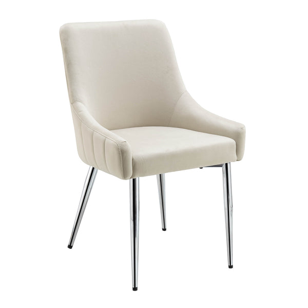 Garnet Set of 2 Champagne Velvet Upholstered Dining Chairs with Back Handle