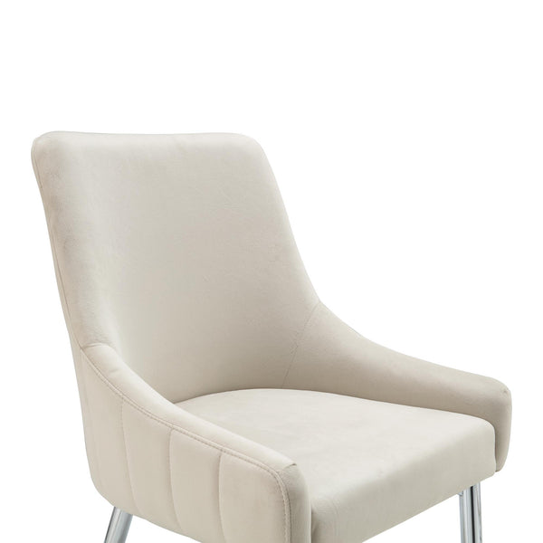 Garnet Set of 2 Champagne Velvet Upholstered Dining Chairs with Back Handle