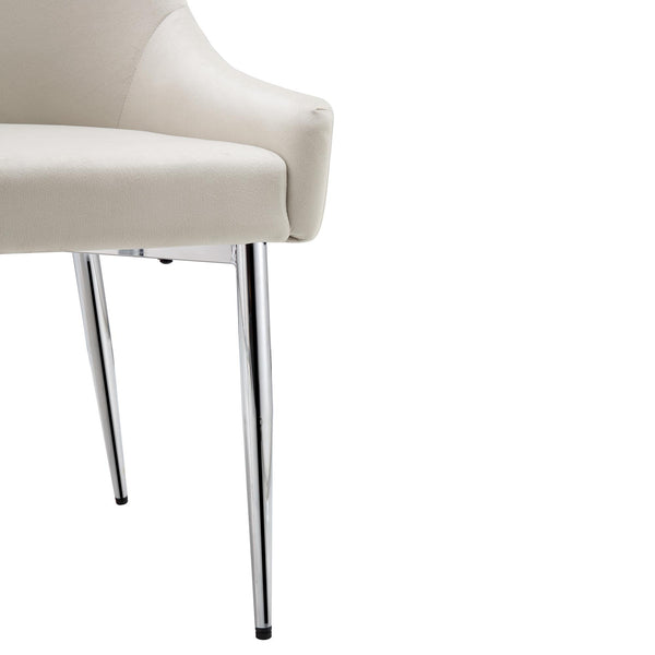 Garnet Set of 2 Champagne Velvet Upholstered Dining Chairs with Back Handle