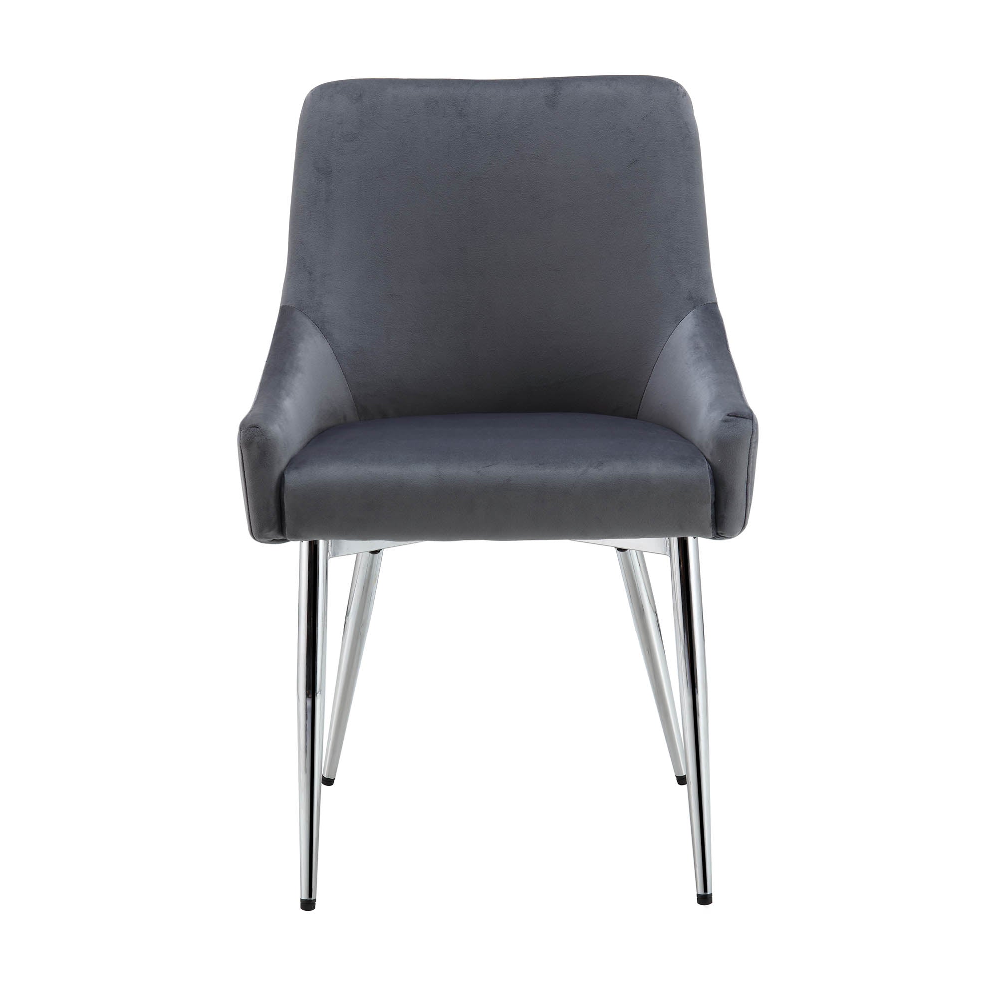 Garnet Set of 2 Dark Grey Velvet Upholstered Dining Chairs with Back Handle
