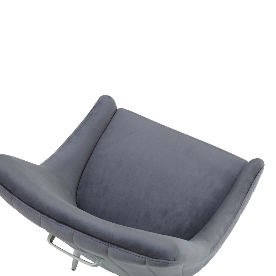 Garnet Set of 2 Dark Grey Velvet Upholstered Dining Chairs with Back Handle
