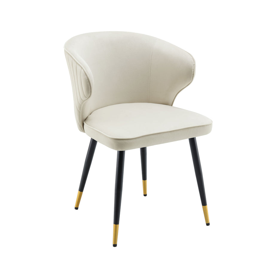Langham Set of 2 Champagne Velvet Upholstered Carver Dining Chairs