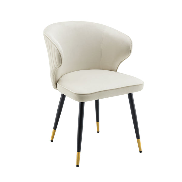 Langham Set of 2 Champagne Velvet Upholstered Carver Dining Chairs