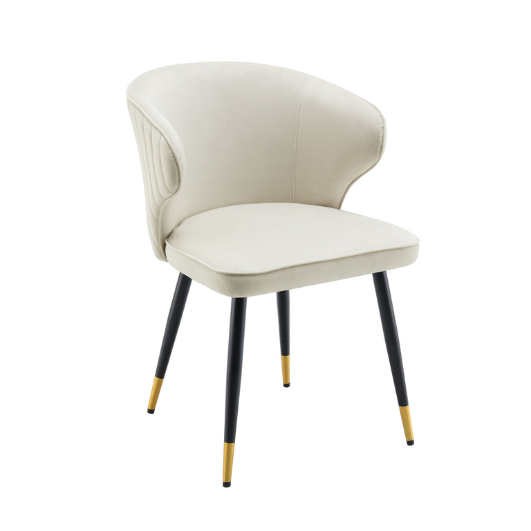 Langham Set of 2 Champagne Velvet Upholstered Carver Dining Chairs daals