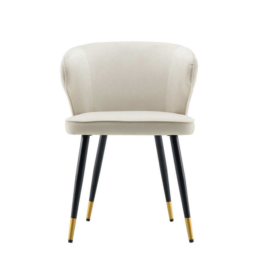 Langham Set of 2 Champagne Velvet Upholstered Carver Dining Chairs