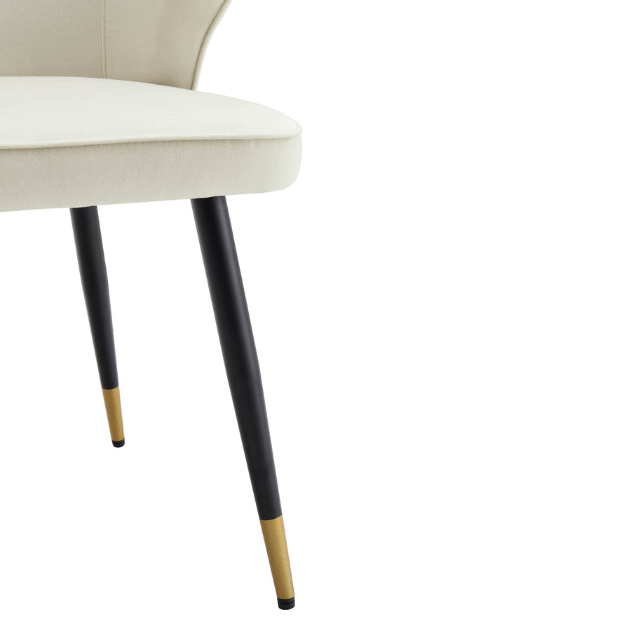 Langham Set of 2 Champagne Velvet Upholstered Carver Dining Chairs
