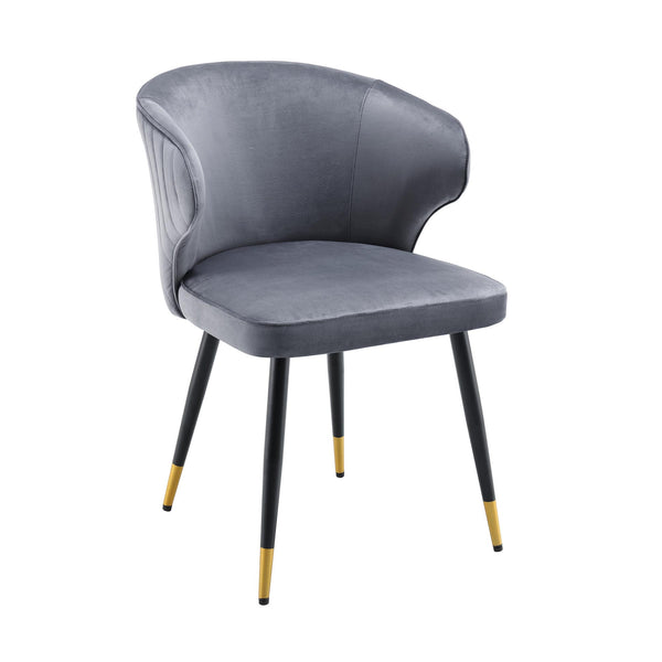 Langham Set of 2 Grey Velvet Upholstered Carver Dining Chairs
