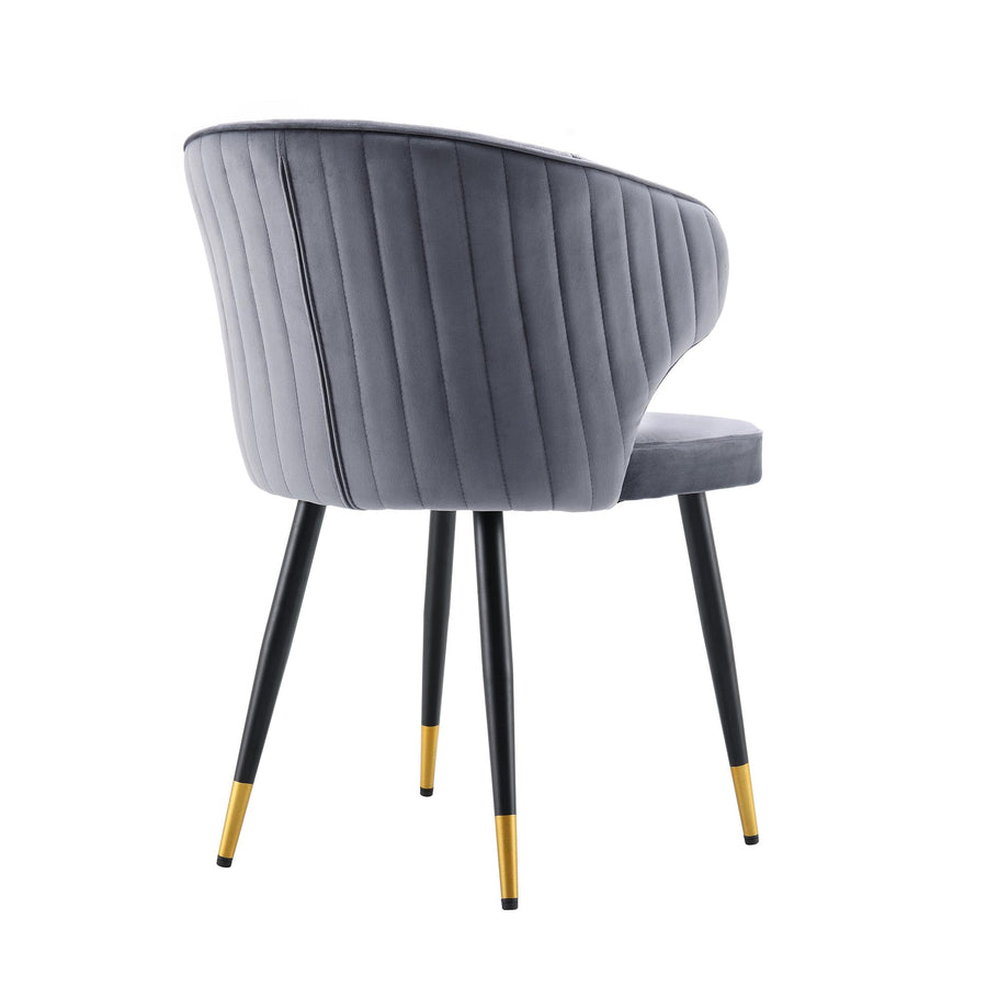 Langham Set of 2 Grey Velvet Upholstered Carver Dining Chairs