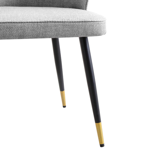 Langham Set of 2 Grey Woven Fabric Carver Dining Chairs with Fluted Back