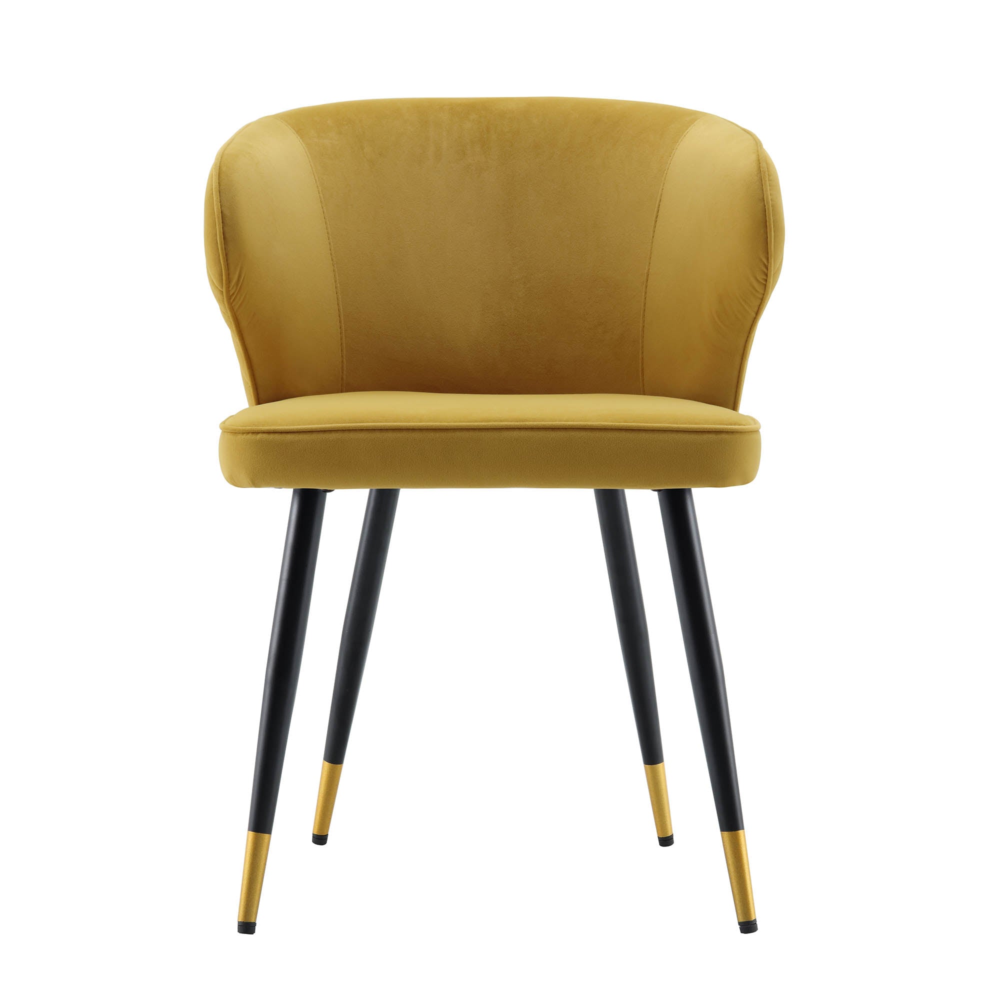 Langham Set of 2 Mustard Velvet Upholstered Carver Dining Chairs