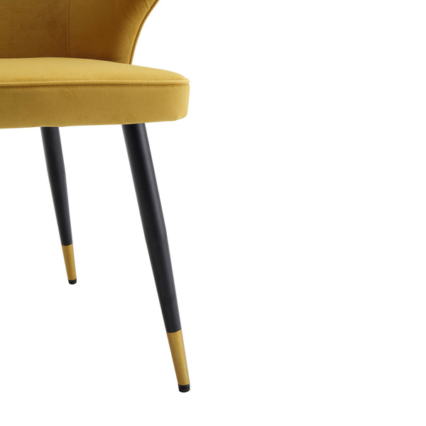 Langham Set of 2 Mustard Velvet Upholstered Carver Dining Chairs