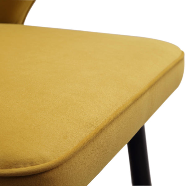 Langham Set of 2 Mustard Velvet Upholstered Carver Dining Chairs