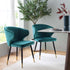 Langham Set of 2 Teal Velvet Upholstered Carver Dining Chairs - daals