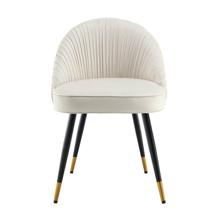 Miyae Set of 2 Pleated Champange Velvet Upholstered Dining Chairs