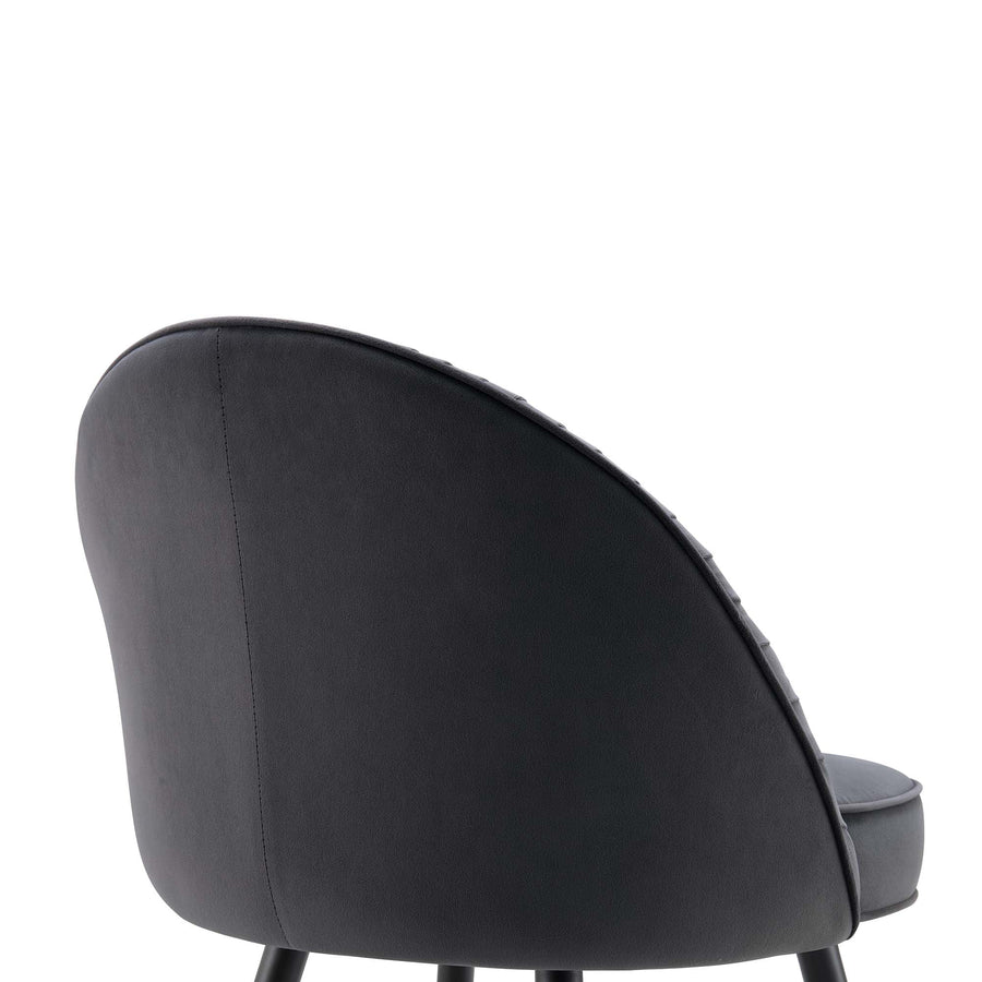 Miyae Set of 2 Pleated Charcoal Velvet Upholstered Dining Chairs