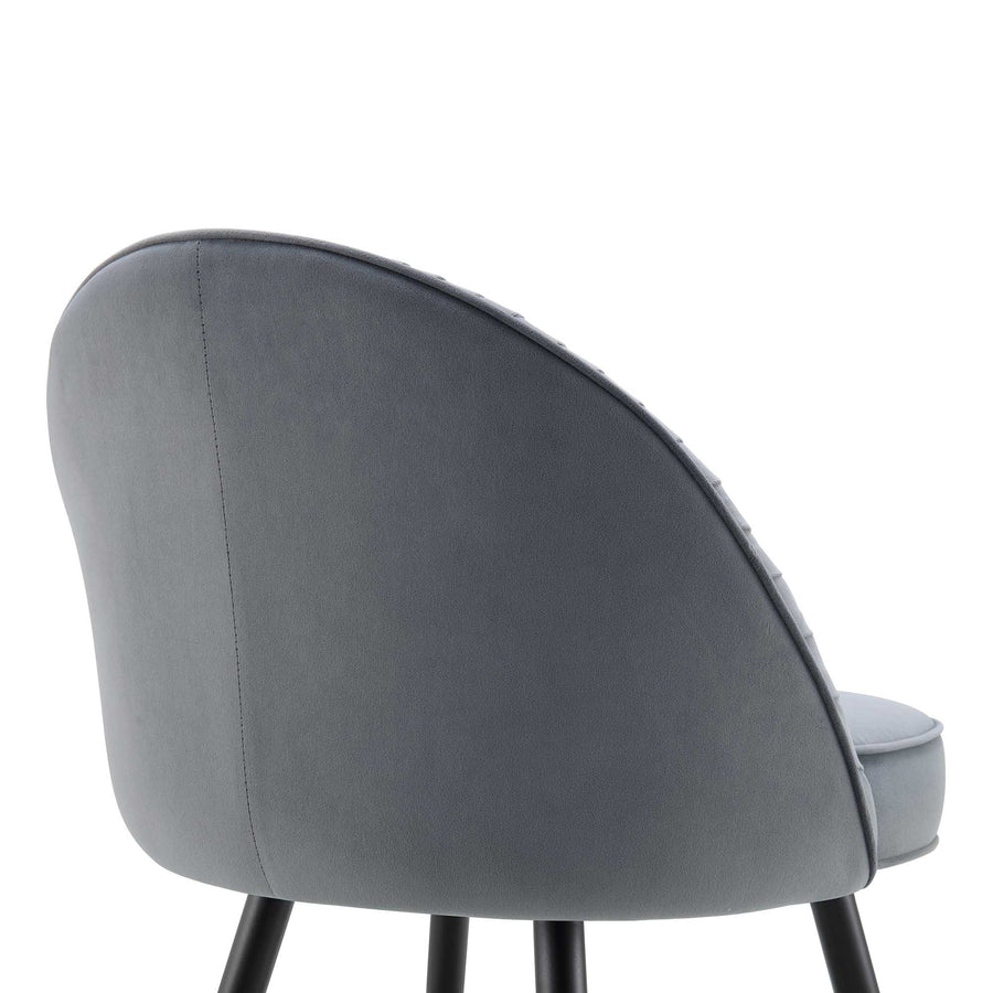 Miyae Set of 2 Pleated Light Grey Velvet Upholstered Dining Chairs