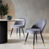 Miyae Set of 2 Pleated Light Grey Velvet Upholstered Dining Chairs - daals