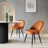 Miyae Set of 2 Pleated Burnt Orange Velvet Upholstered Dining Chairs - daals