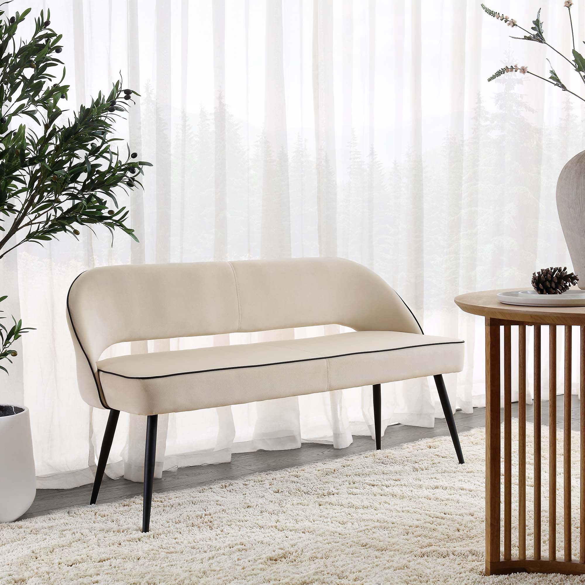 Oakley Champagne Velvet Upholstered Seater Dining Bench with